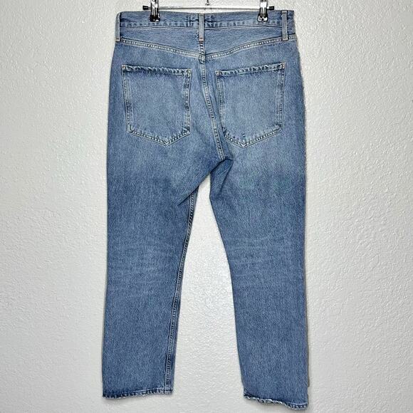 Agolde Riley High Rise Straight Crop Light Blue Wash Women 29 - Picture 3 of 8